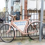 A vintage bike with Windy Corner Stores advertising in Whitstable