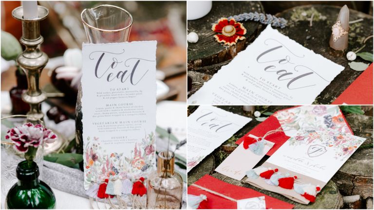 Bohemian wedding stationery with tassels 