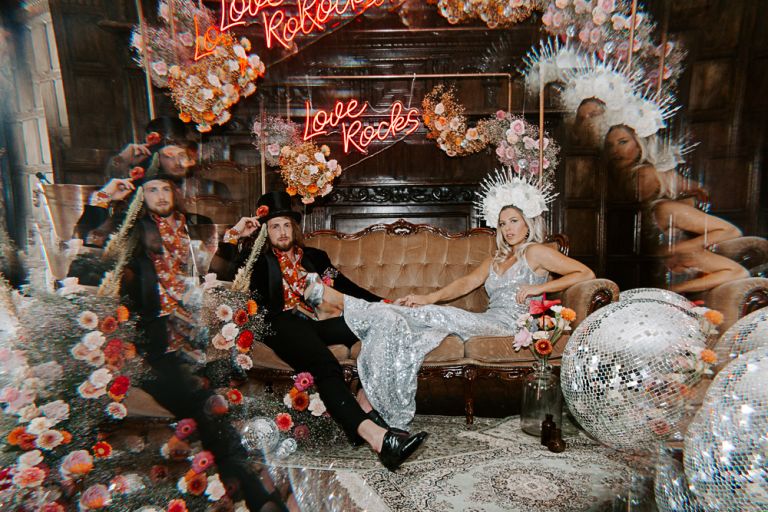 Glam rock ceremony at Marden Park Mansion wedding venue 