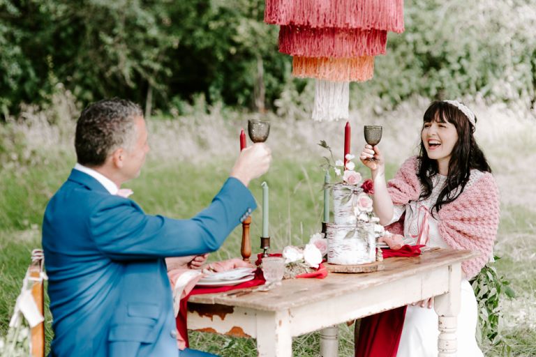 Outdoor wedding reception in Essex